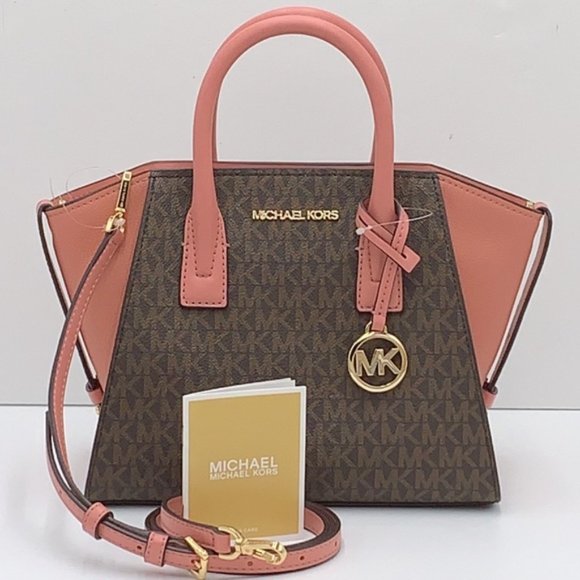 Michael Kors Avril Small Logo Top-Zip Satchel Sunset Rose - Picture 7 of 16